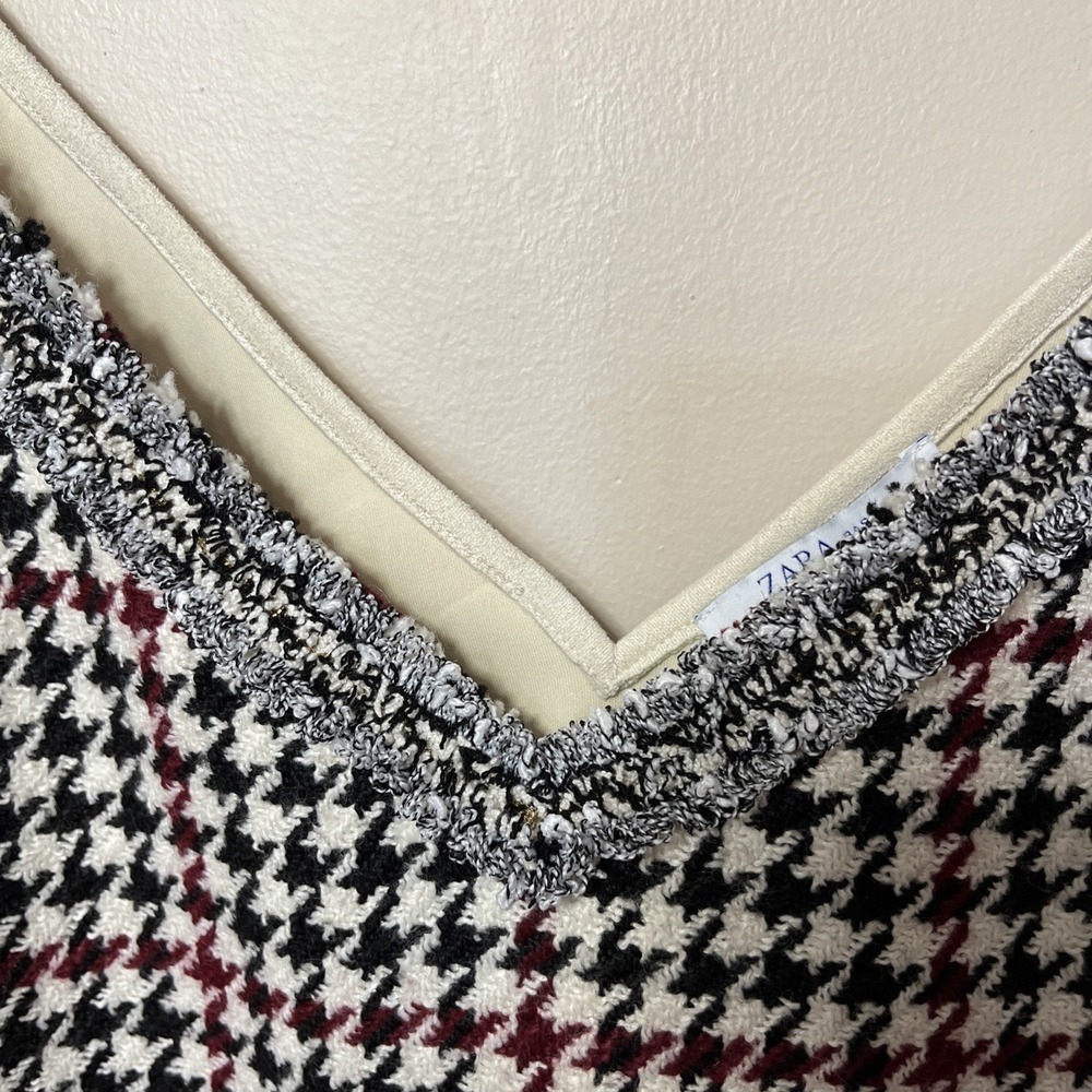 Zara Contrast Cream Houndstooth Camisole Top Suede Medium - Picture 3 of 7